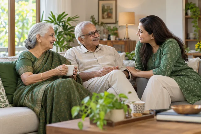 Illustrative family conversation at home
